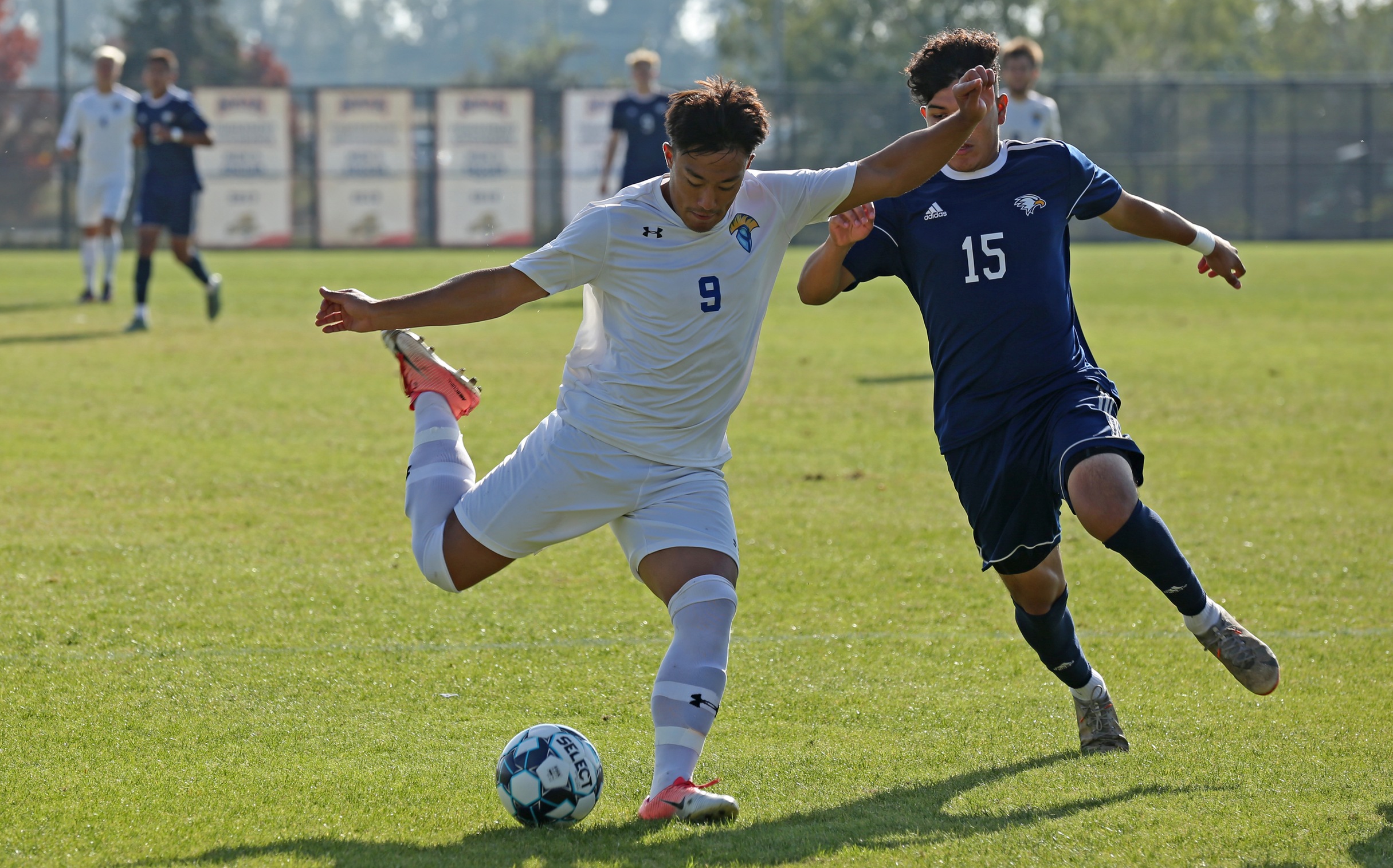 Kay Maletzki fires off a shot in the first half of the Warriors' 4-2 win over La Sierra in the opening round of the Cal Pac Championships Wednesday afternoon. Photo by Brandon Petersen.